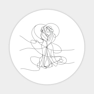 Lesbian Couple Line Art Abstract Magnet